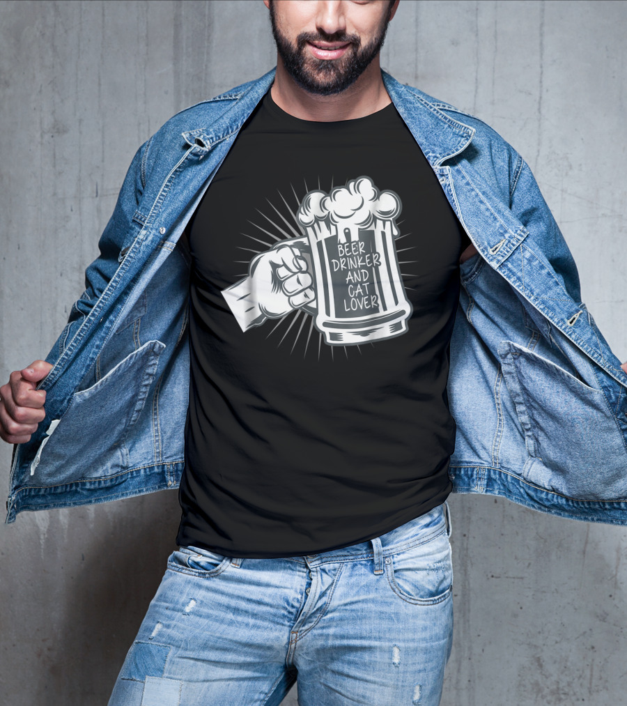 Beer Drinker And Cat Lover Cat Dad81 T-Shirt