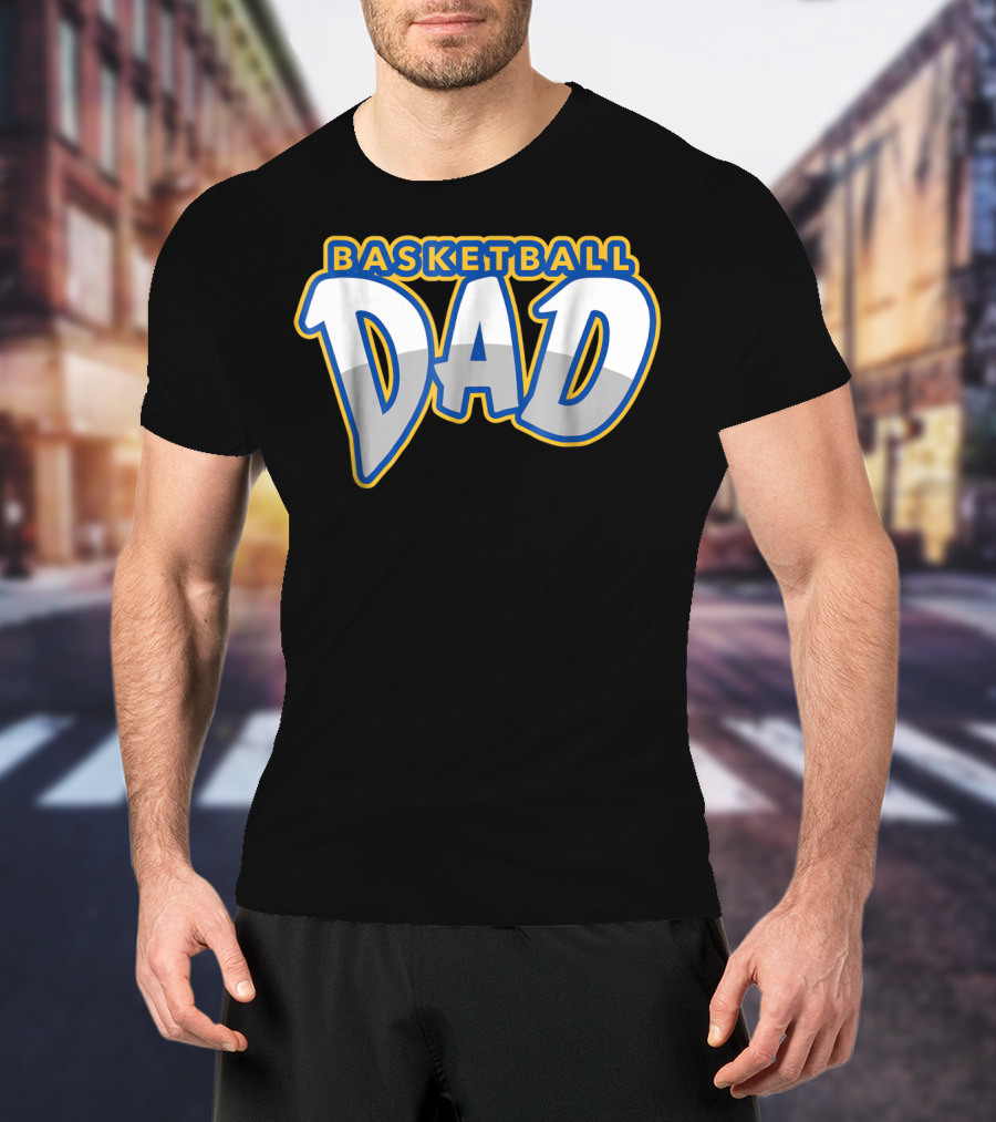 Basketball Dad Bold Blue And Yellow T-Shirt