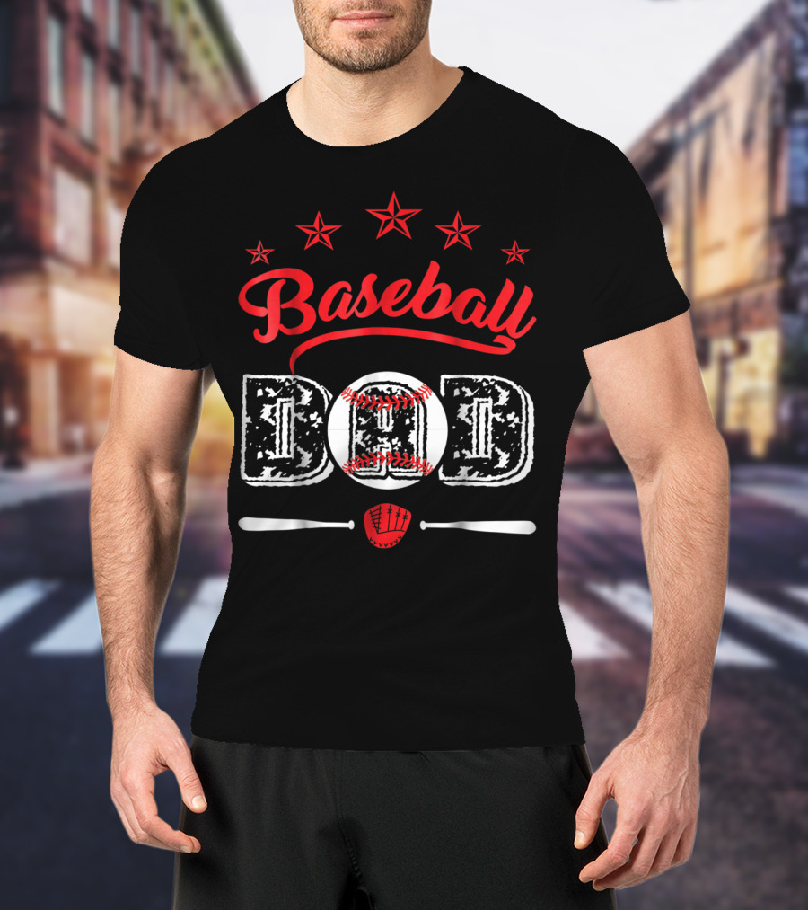 Baseball Dad Stars And Bats T-Shirt