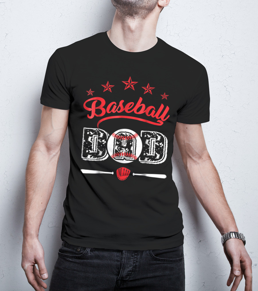 Baseball Dad Stars And Bats T-Shirt