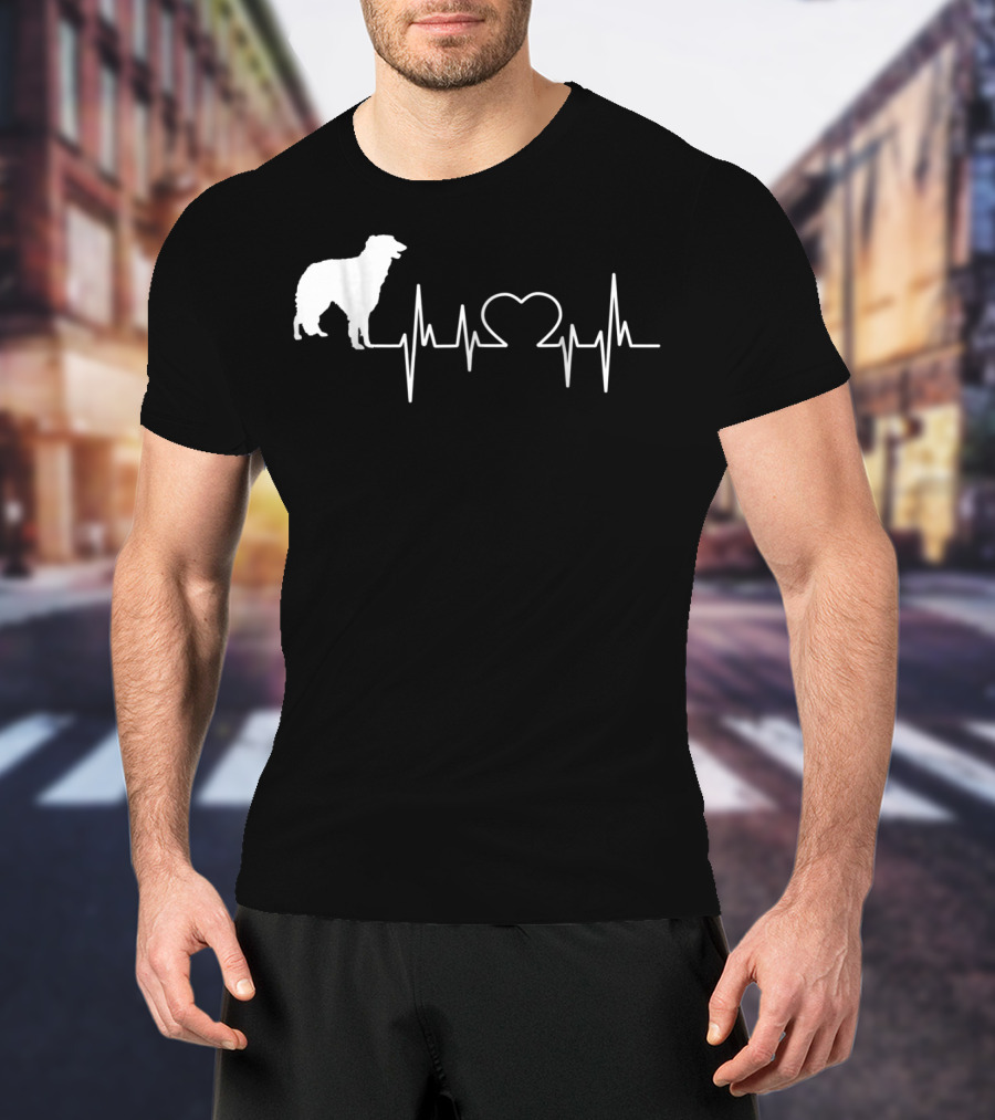 Borzoi Dog Heartbeat Line With Heart Shape T-Shirt