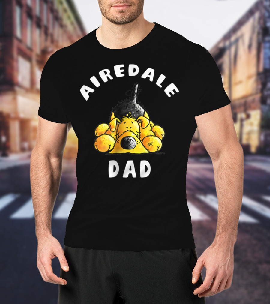 Airedale Terrier Dad Dog Breed Cartoon T-Shirt