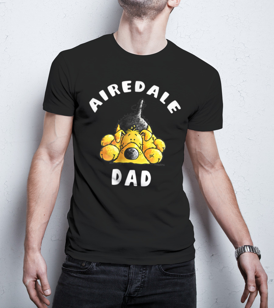 Airedale Terrier Dad Dog Breed Cartoon T-Shirt