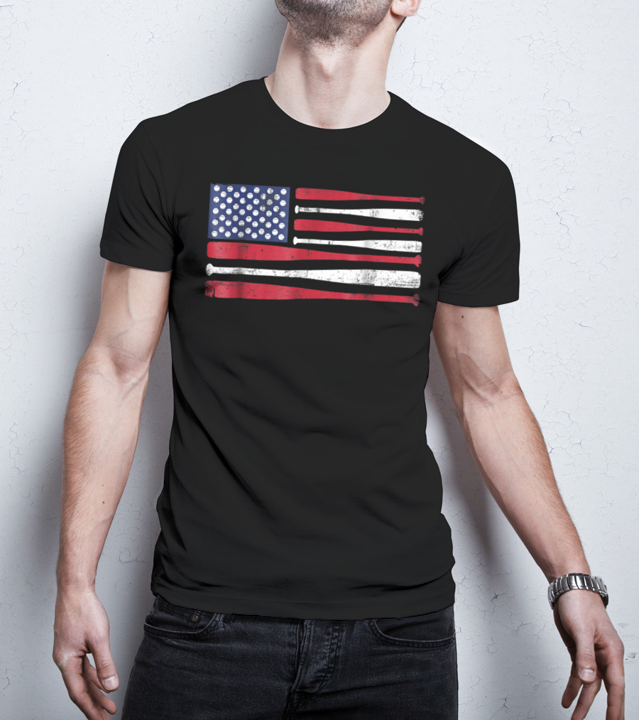 American Flag Baseball Bat T-Shirt