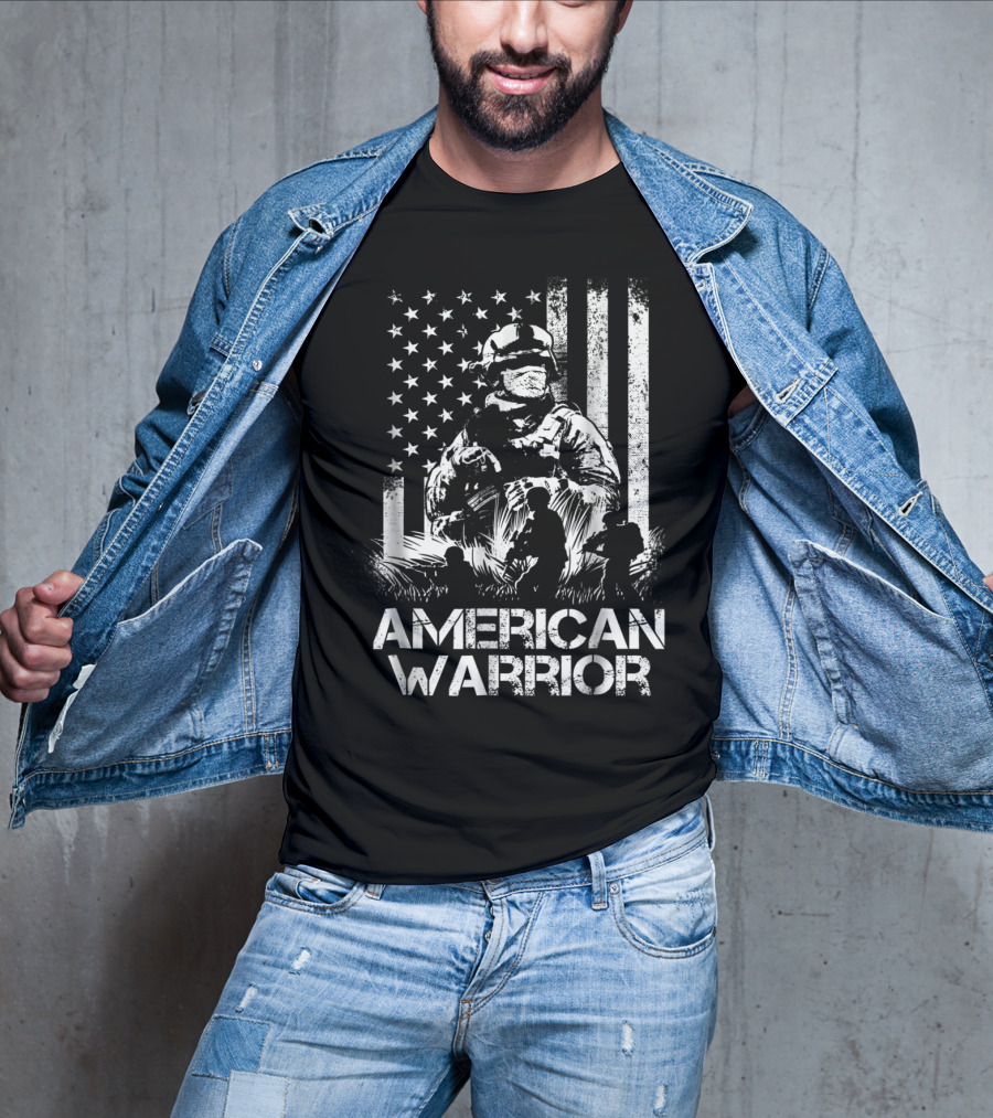 American Warrior Veteran Proud USA Patriotic Soldier T-Shirt