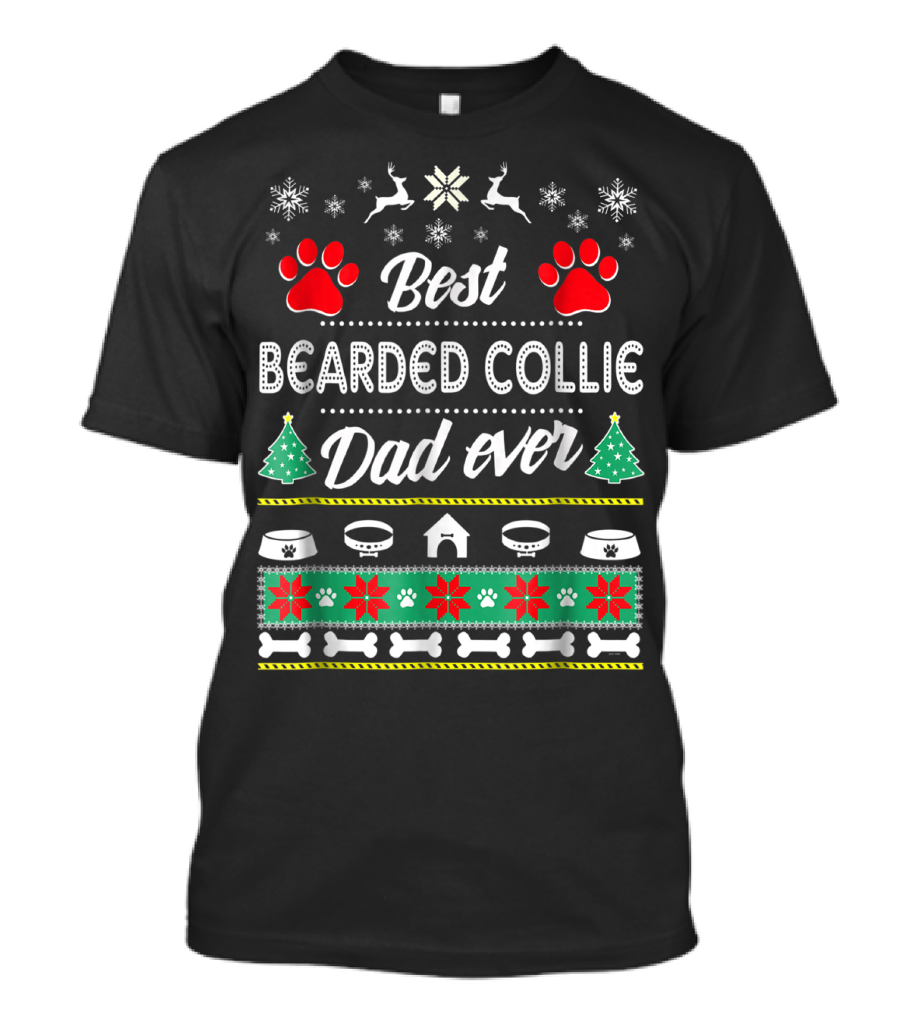 Best Bearded Collie Dad Ever Christmas Ugly T-Shirt