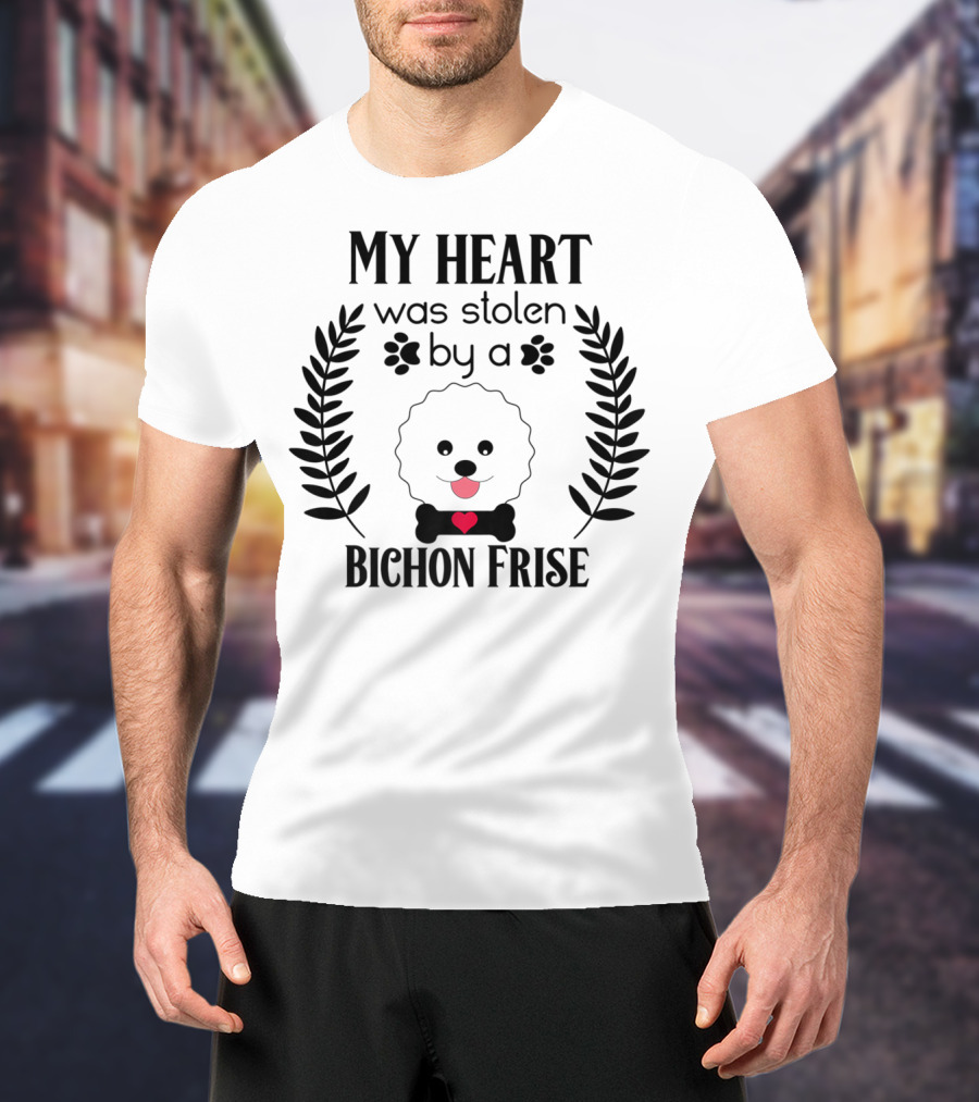 My Heart Was Stolen By A Bichon Frise Puppy Lover Dog Dad Canine Puppies T-Shirt