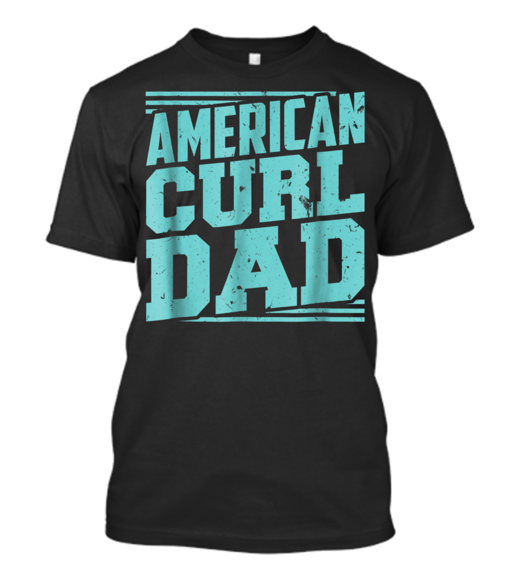American Curl Dad Retro Blue Typography T-Shirt