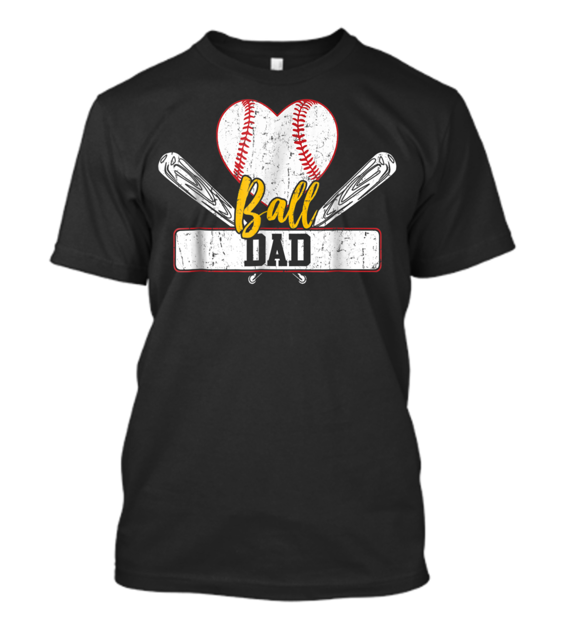 Ball Dad Heart Baseball Bat T-Shirt