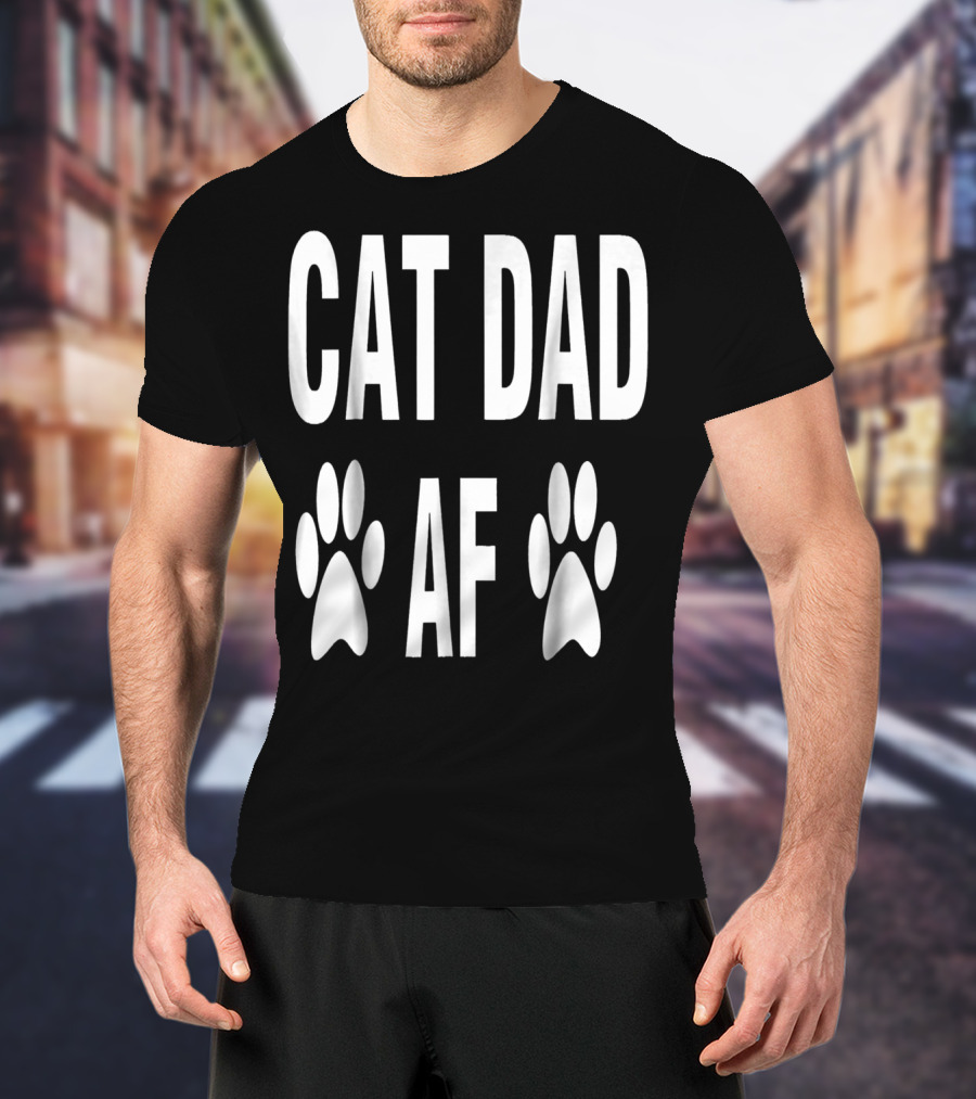 CAT DAD AF Paw Prints T-Shirt