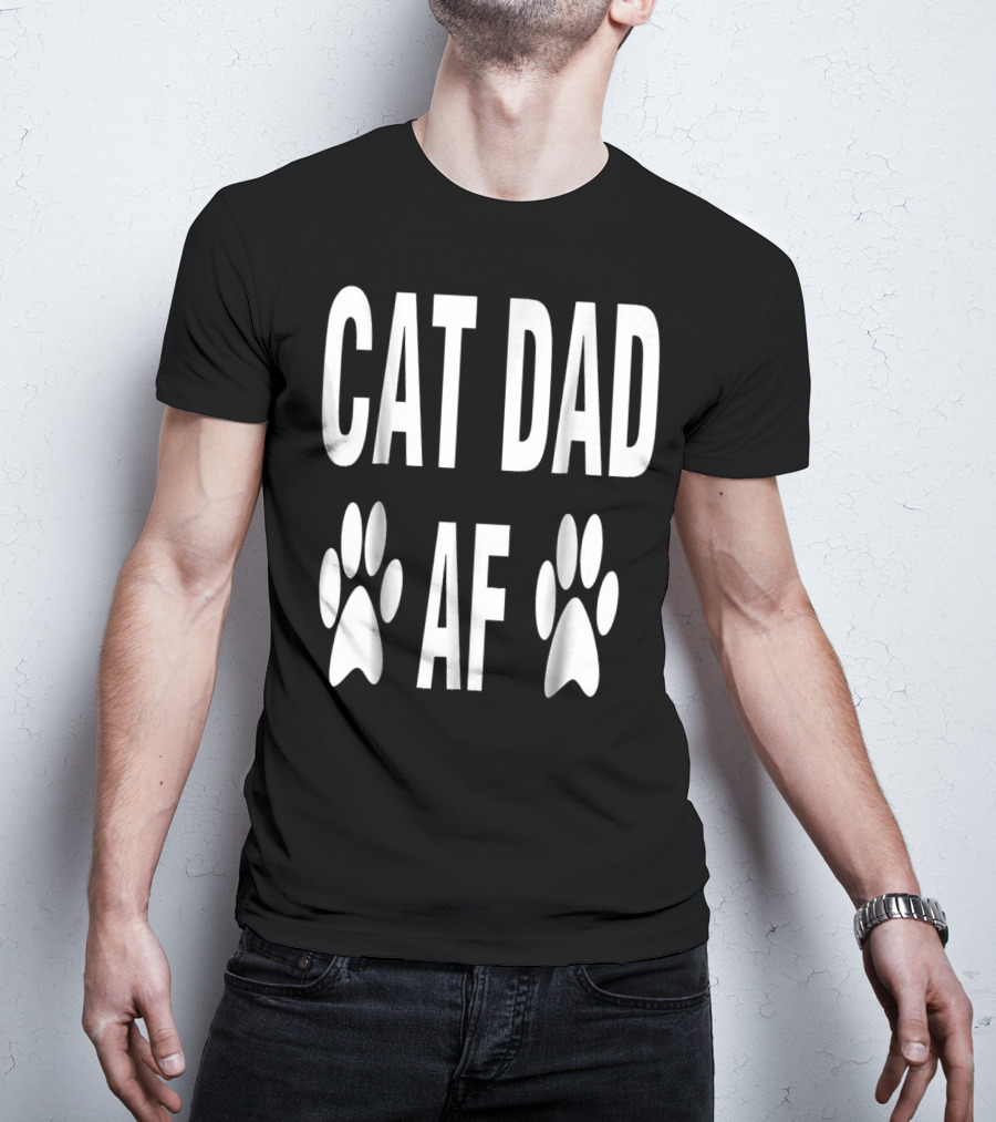 CAT DAD AF Paw Prints T-Shirt