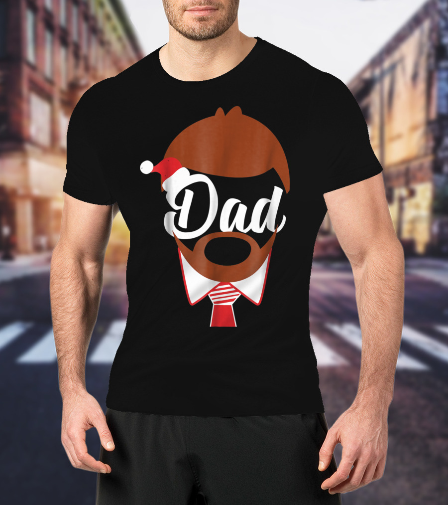 Dad Face Santa Hat Christmas Family Matching Holiday82 T-Shirt