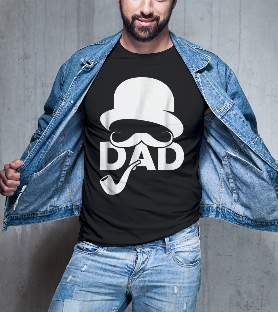 Cool Dad Mustache Hat Pipe T-Shirt