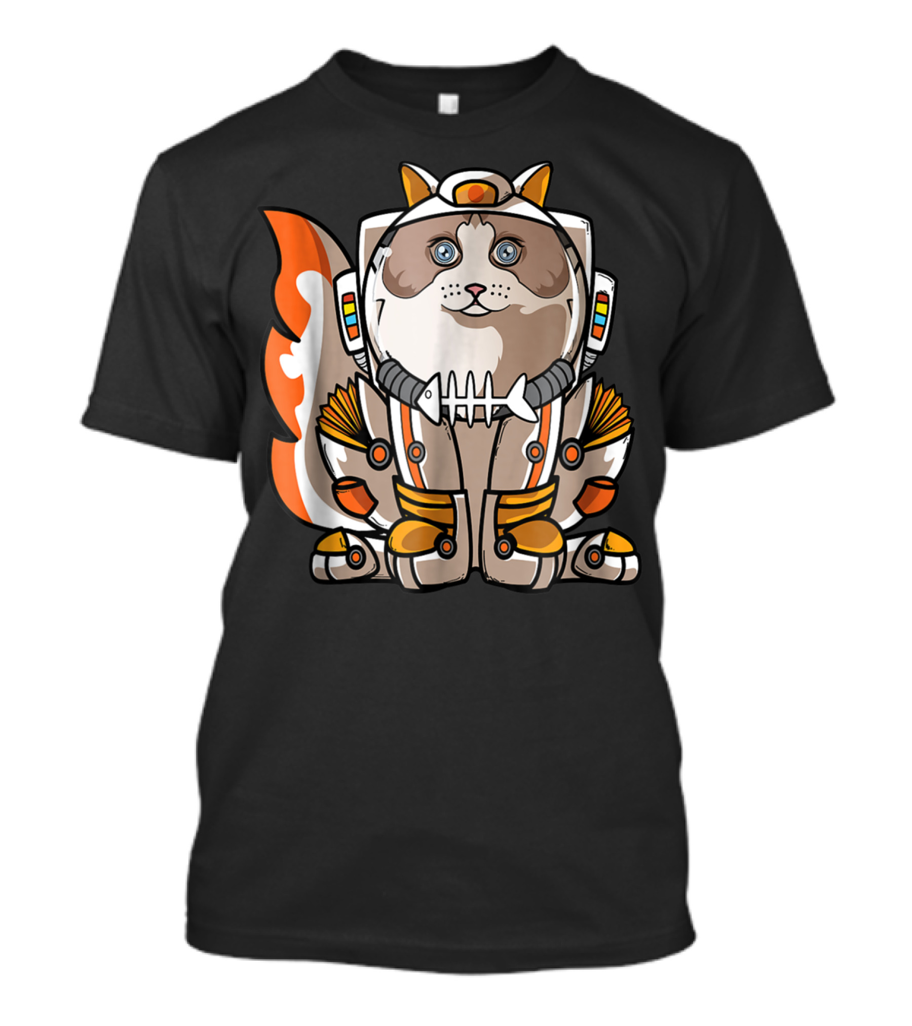 Christmas Space Ragdoll Suit Cat Astronaut With Fish Bone Helmet T-Shirt