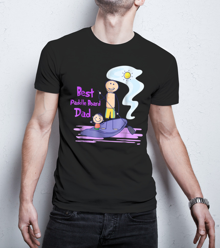 Best Paddle Board Dad Fun Stick Figure T-Shirt