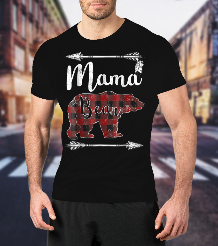 Mama Bear Buffalo Plaid Arrow T-Shirt