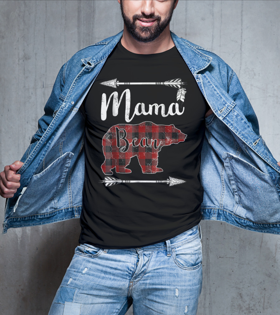 Mama Bear Buffalo Plaid Arrow T-Shirt