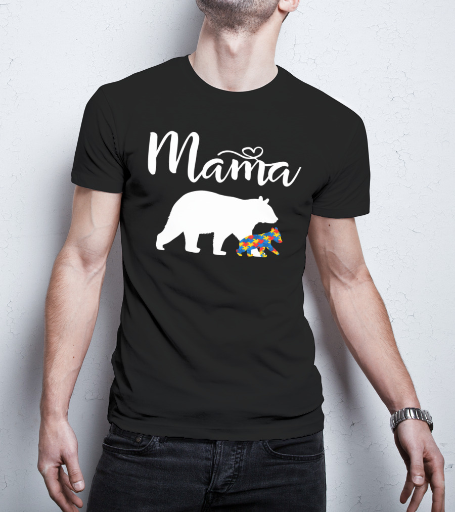 Mama Bear Heart Autism Mom Puzzle Cub24 T-Shirt