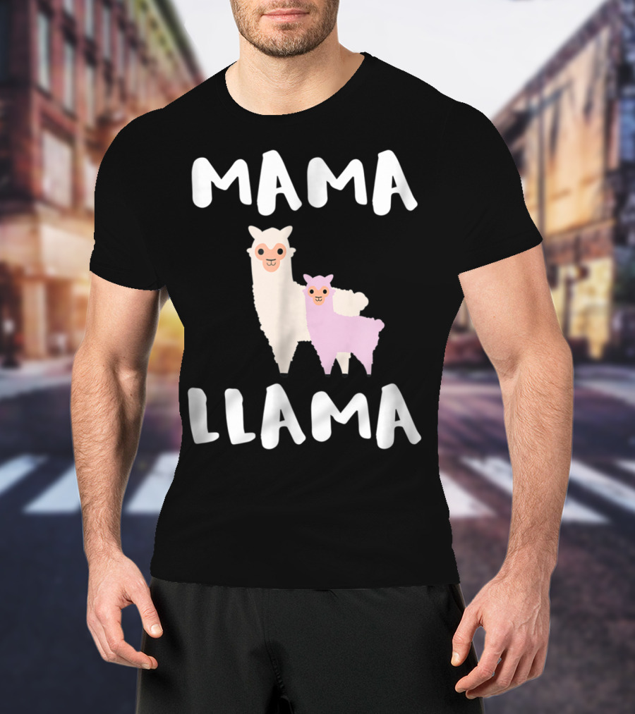 Mama Llama Cute Funny Llama Duo T-Shirt