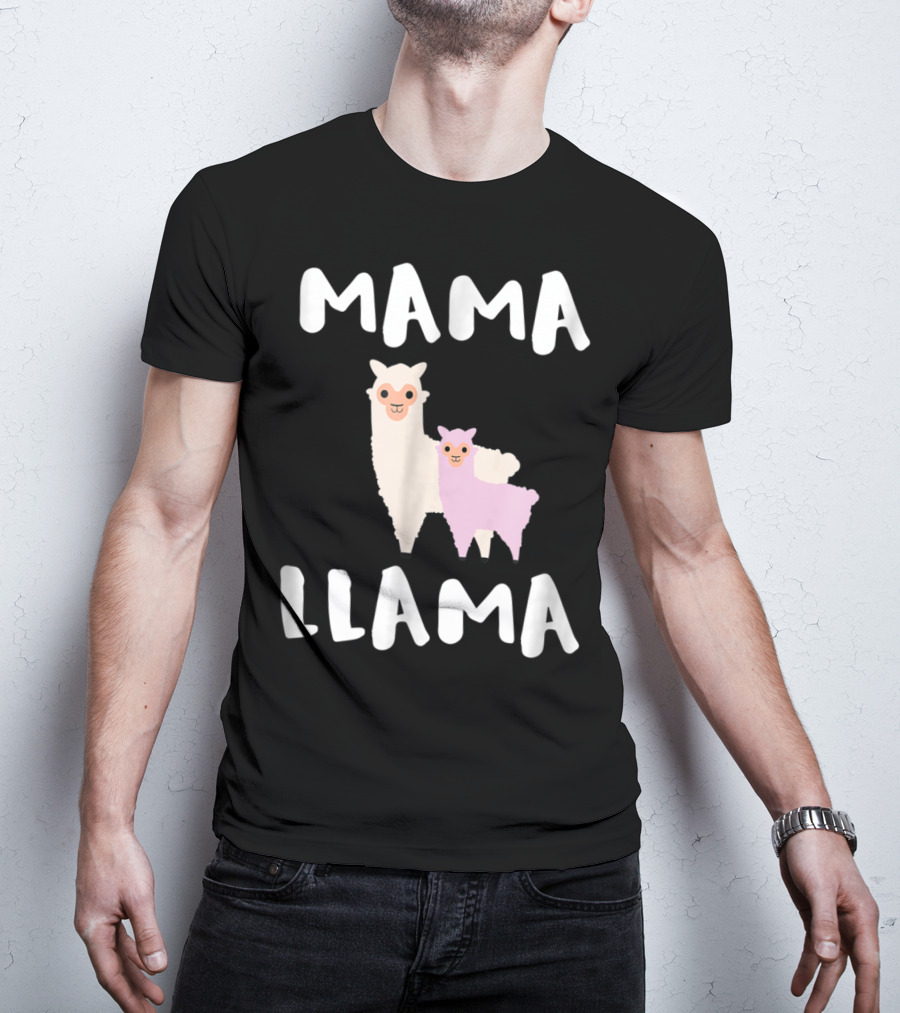 Mama Llama Cute Funny Llama Duo T-Shirt