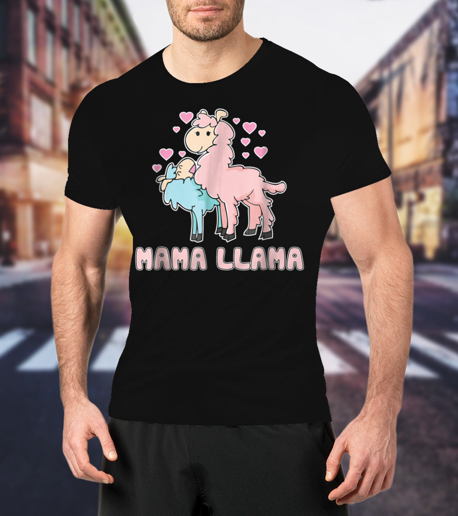 Mama Llama Cute Hearts Llama T-Shirt