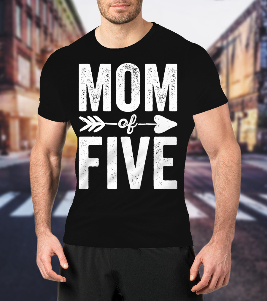 Mom Of Five Arrow Heart T-Shirt