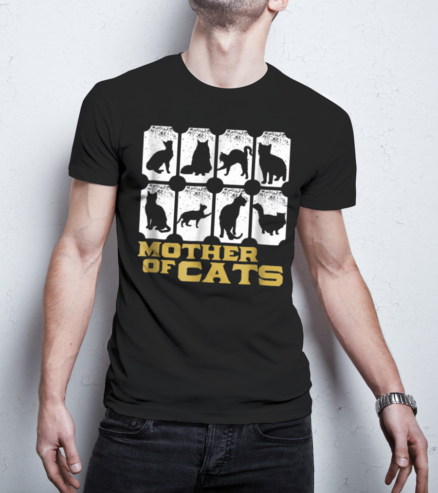 Mother Of Cats Vintage For Kitty And Kitten Lover90 Silhouette Collection T-Shirt
