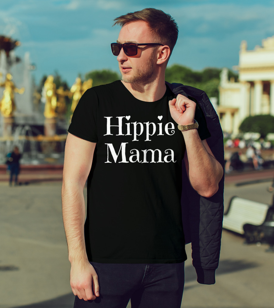 Hippie Mama Mother's Day Heart Text T-Shirt