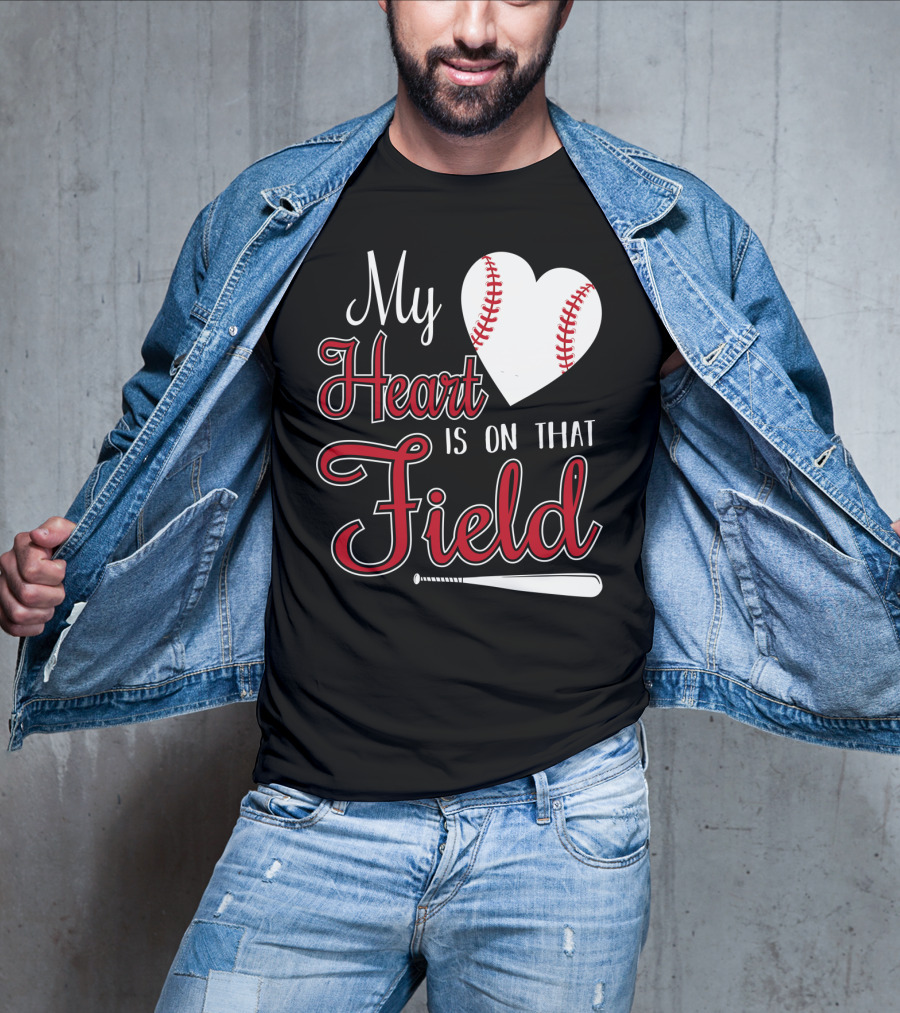 My Heart Is On That Field Baseball Bat Heart T-Shirt