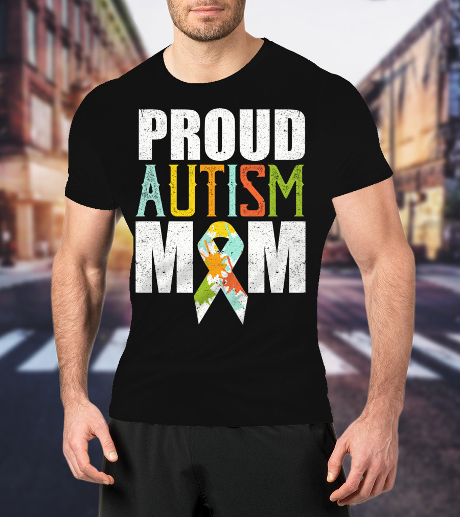 Proud Autism Mom Multicolor Awareness T-Shirt