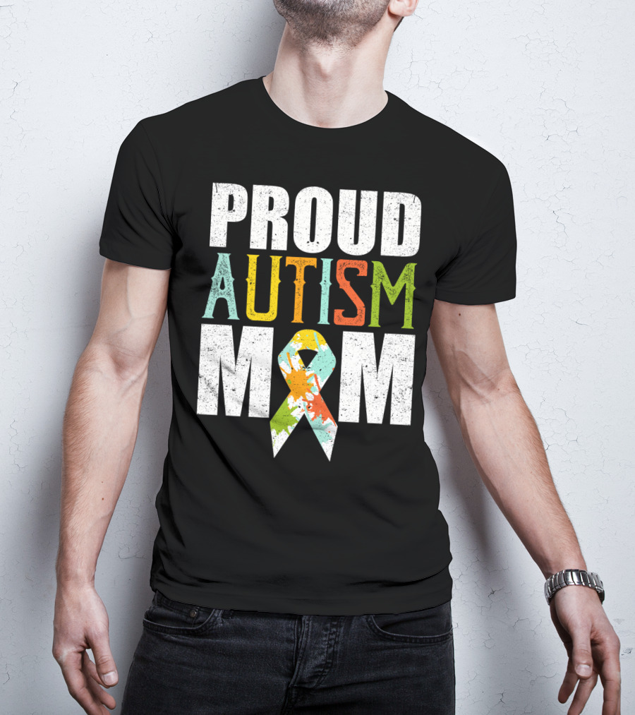 Proud Autism Mom Multicolor Awareness T-Shirt