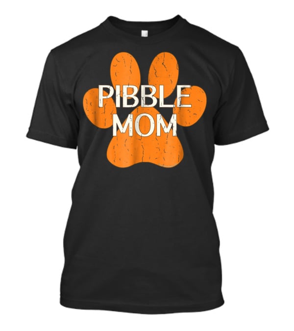 Pibble Mom Orange Dog Paw Print Distressed Pit Bull T-Shirt