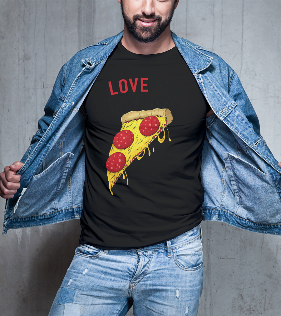 LOVE AT FIRST SLICE Pizza Men Girls Mom And Baby68 T-Shirt
