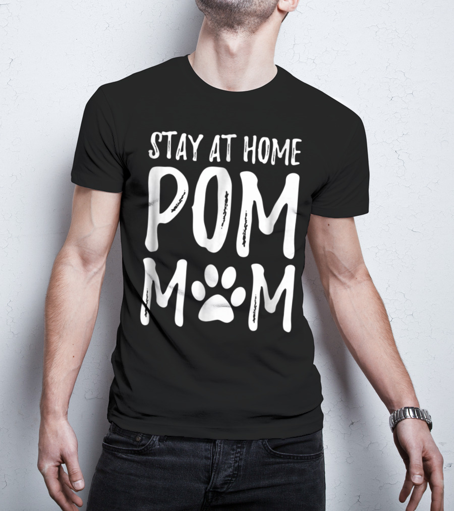 Stay At Home Pom Mom Pomeranian Paw Prints T-Shirt