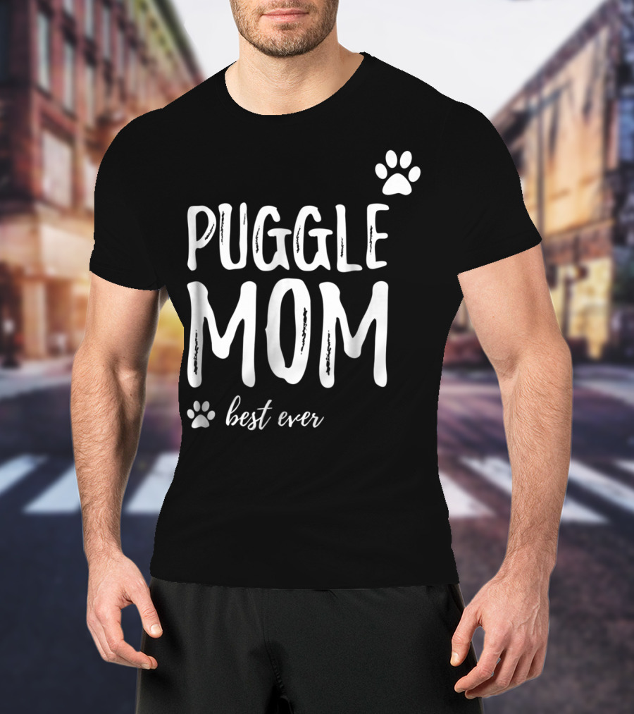 Puggle Mom Best Ever Dog Lover Paw Prints T-Shirt