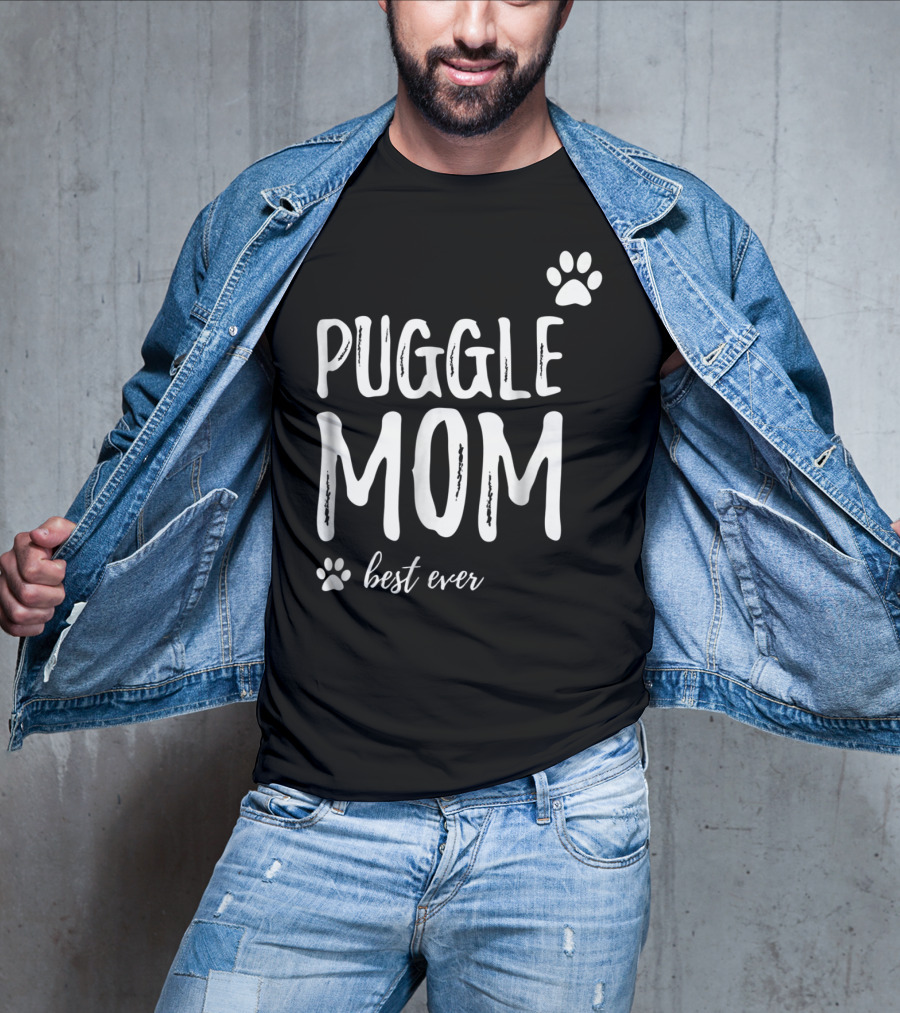 Puggle Mom Best Ever Dog Lover Paw Prints T-Shirt