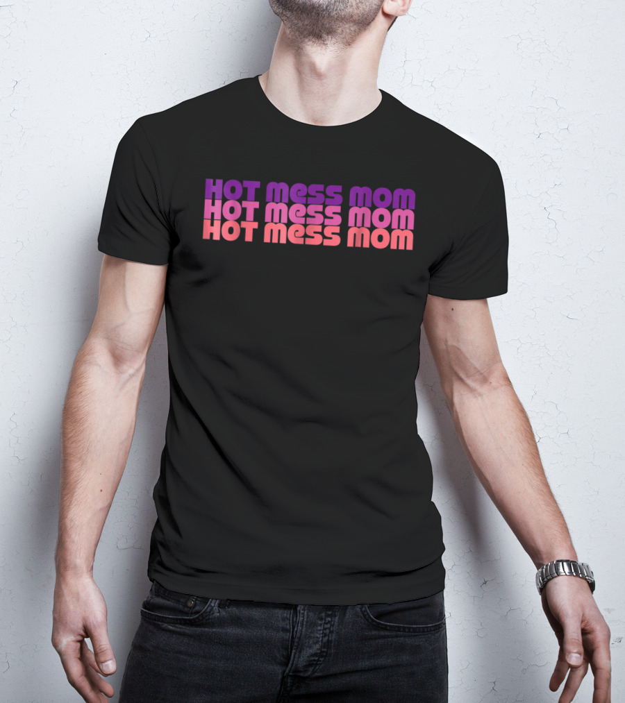 Retro 70s Style Vintage Hot Mess Mom Gradient Typography T-Shirt