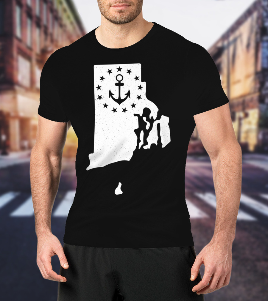 Rhode Island Anchor Independence With Stars T-Shirt