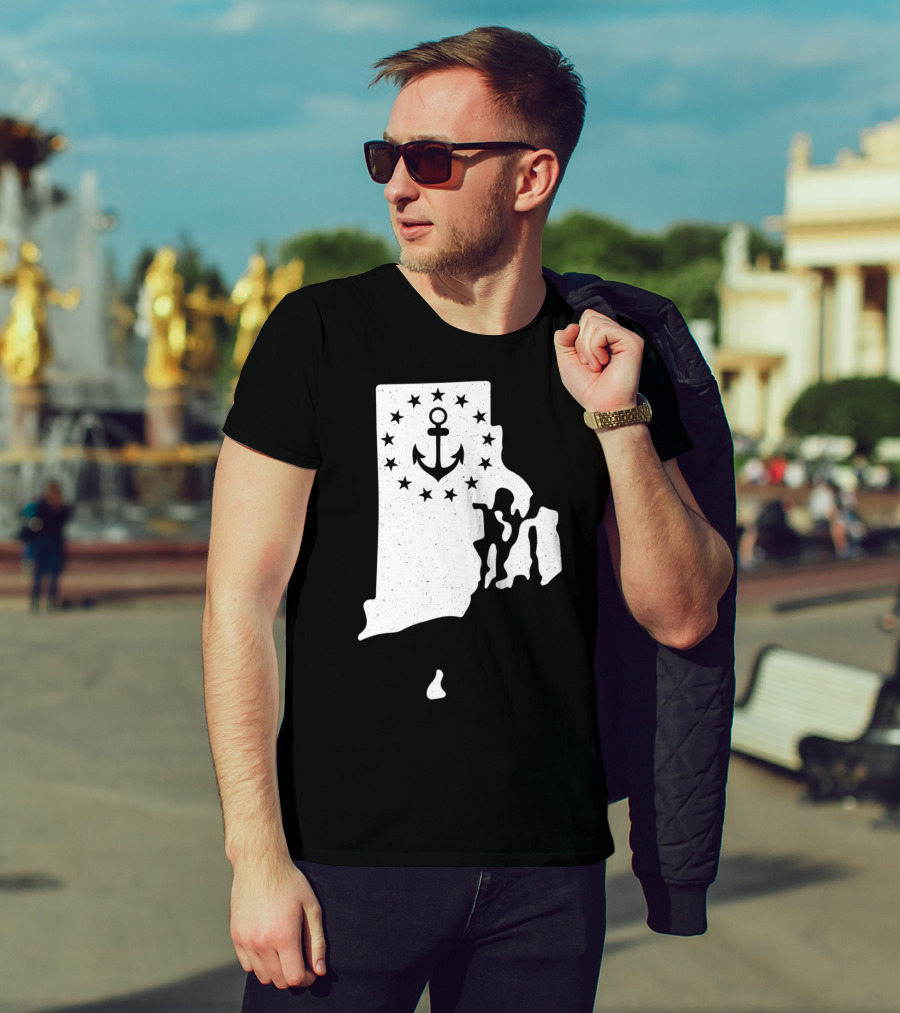 Rhode Island Anchor Independence With Stars T-Shirt