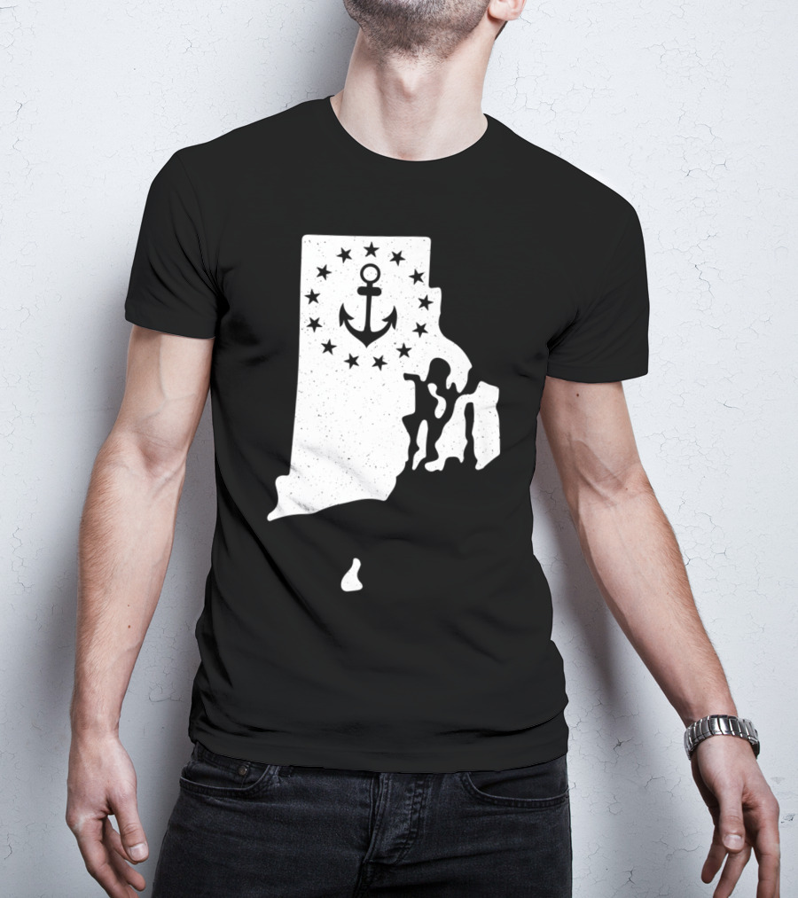 Rhode Island Anchor Independence With Stars T-Shirt