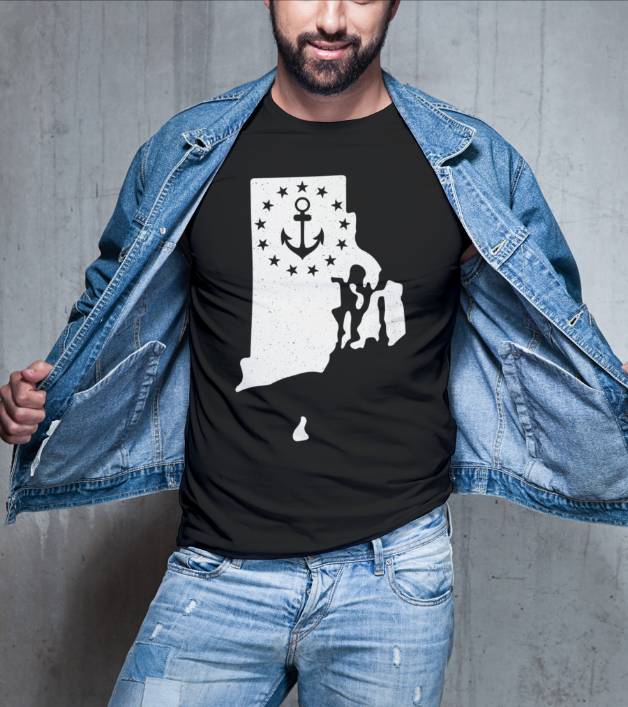 Rhode Island Anchor Independence With Stars T-Shirt