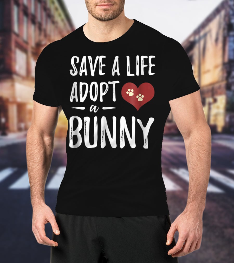 Save A Life Adopt A Bunny Heart Paw Prints T-Shirt