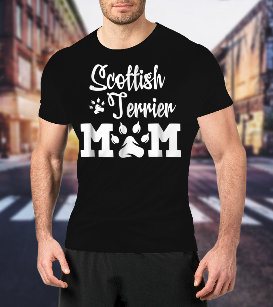 Scottish Terrier Mom Paw Print T-Shirt
