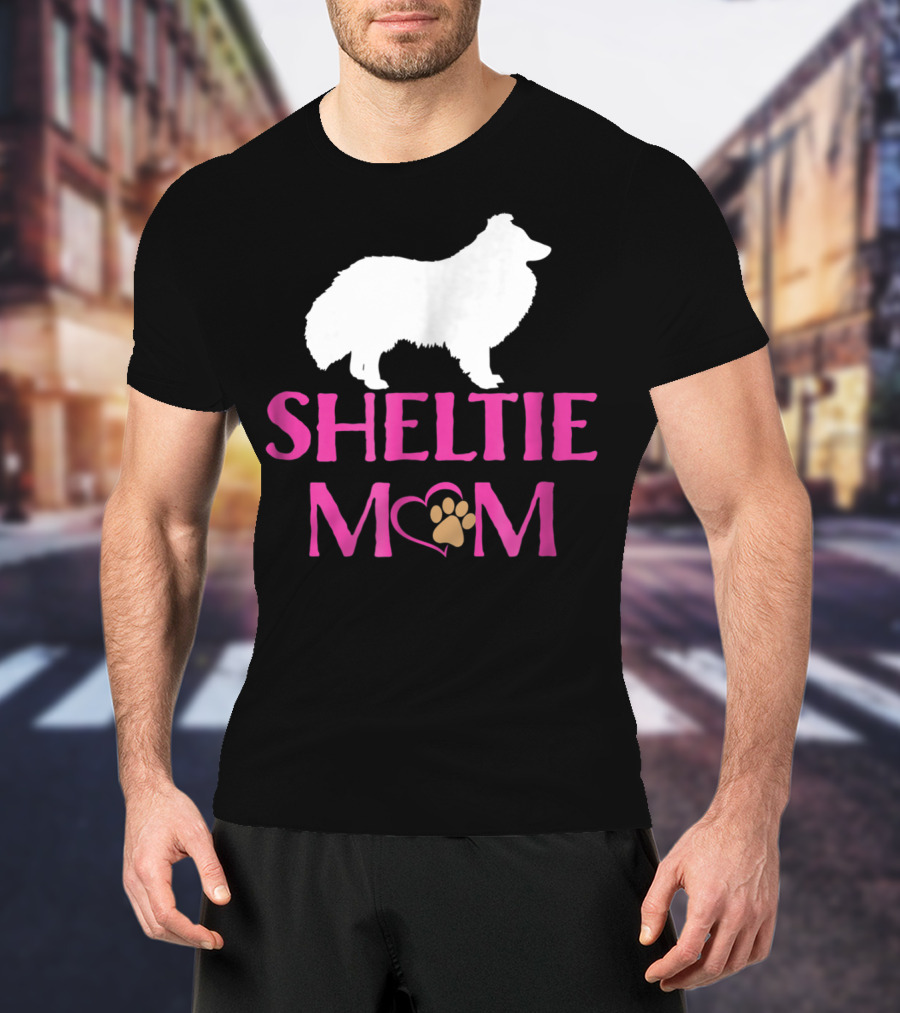 Sheltie Mom With Heart And Paw Prints T-Shirt
