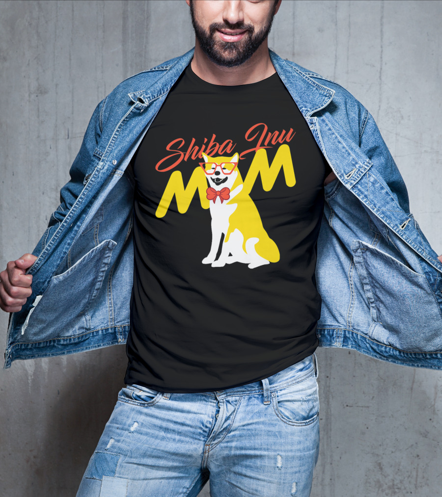 Shiba Inu Mom With Glasses And Bow Tie T-Shirt