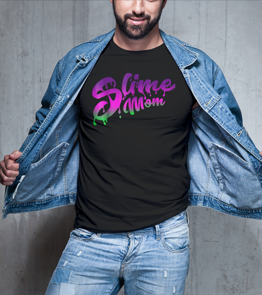 Slime Mom Fun Slime For Mothers In Dripping Pink Green Text T-Shirt
