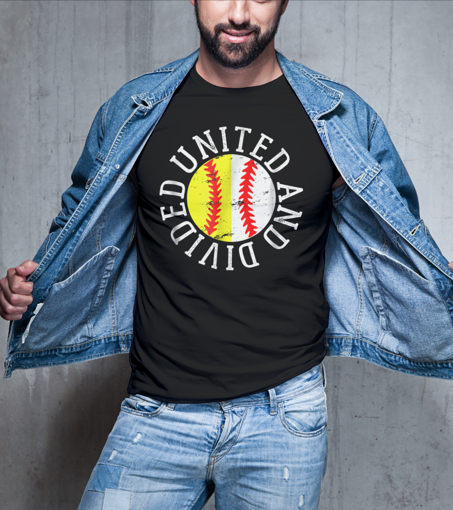 Softball Baseball United And Divided Cool Cute Son Daughter T-Shirt