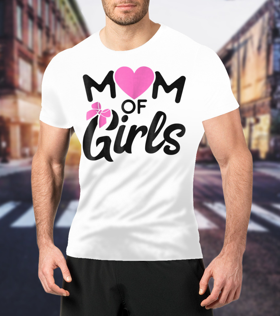 Mom Of Girls Heart And Bow T-Shirt