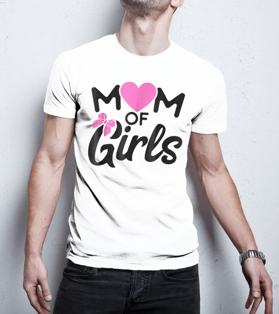 Mom Of Girls Heart And Bow T-Shirt