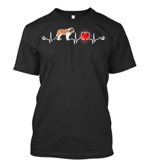 St Bernard Heartbeat Pawprint Women T-Shirt